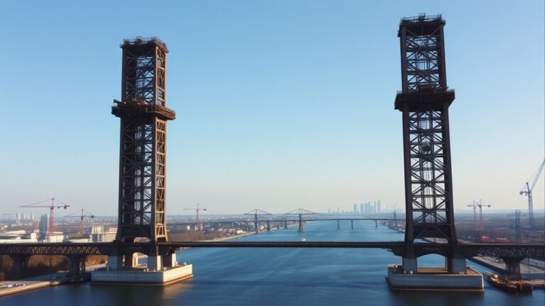 В Калининграде завершено возведение двух опорных башен ж/д моста