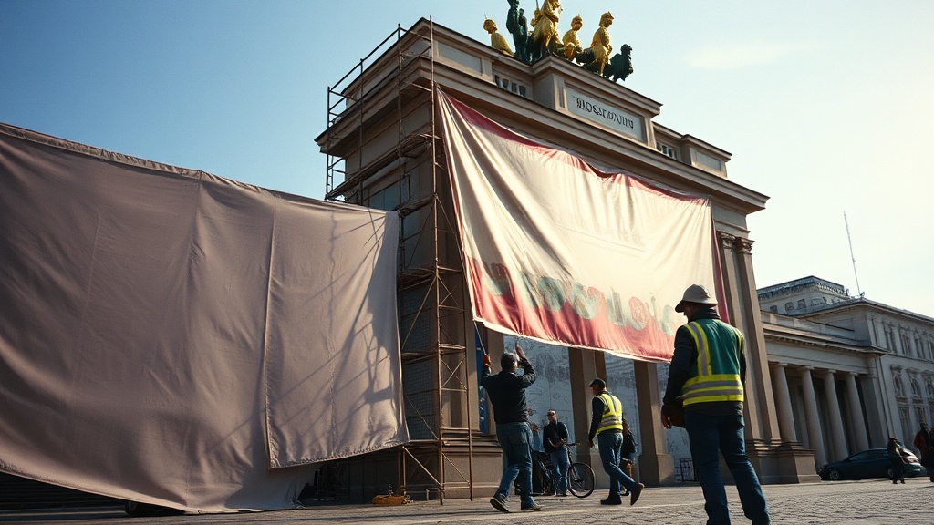 Банк Тинькофф демонтировал рекламный баннер с Московских триумфальных ворот