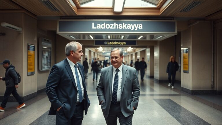 Поляков и Енокаев осмотрели реконструированный вестибюль метро «Ладожская»