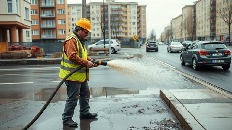Застройщик Unikey затопляет проезжую часть водой со стройки ЖК «Новые смыслы»