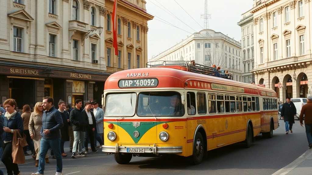 Парад винтажных автобусов в честь 99-летия городского маршрутного сообщения